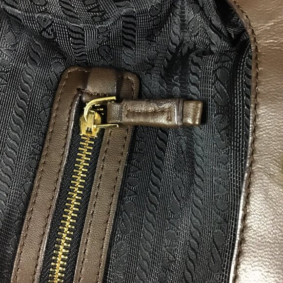 PRADA Nappa Gaufre Brown Leather Satchel Bag - Picture 12 of 16